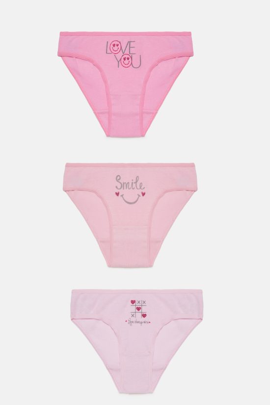 Σλιπάκια για Κορίτσι Smile Ροζ 3τμχ Βαμβακερά 100% - Pretty Baby