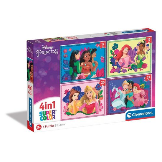 Clementoni Παιδικό Παζλ 4 in 1 Supercolor Disney Πριγκίπισσες 12-16-20-24 τμχ 3+ - As Company