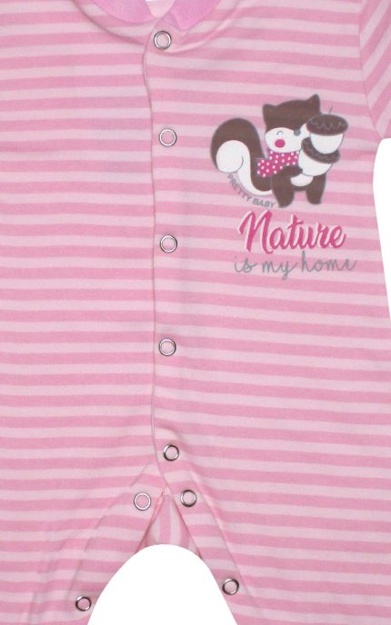 Βρεφικό Χειμερινό Φορμάκι για Κορίτσι Nature Ροζ Μακρύ Μανίκι, Χοντρή Πλέξη, Βαμβακερό 100% - Pretty Baby