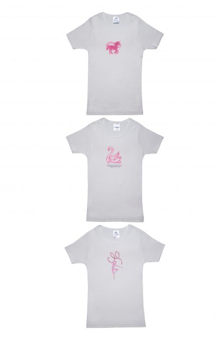 Παιδικά Φανελάκια Happiness 3τμχ Λευκό-Ροζ Κοντό Μανίκι, Βαμβακερά 100% - Pretty Baby