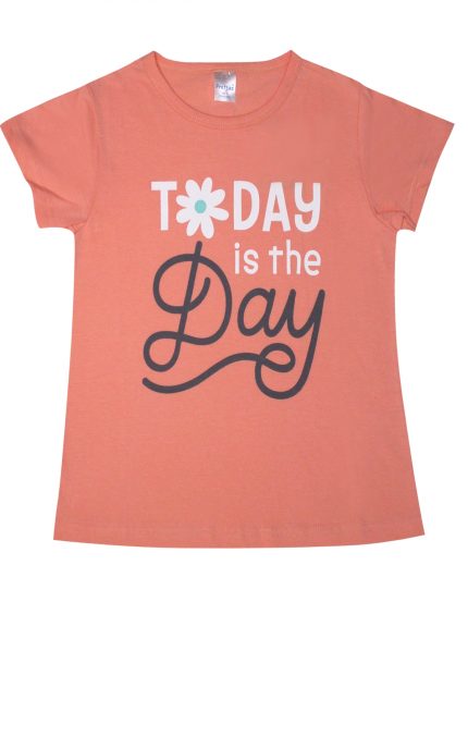 Παιδική Καλοκαιρινή Πιτζάμα για Κορίτσι Today Κοραλί-Ανθρακί Ψιλή Πλέξη Υφάσματος, Βαμβακερή 100% - Pretty Baby
