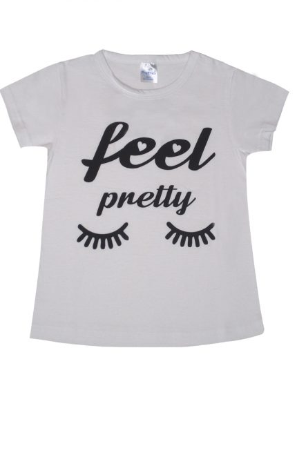 Παιδική Καλοκαιρινή Πιτζάμα για Κορίτσι Feel Pretty Λευκό-Κοραλί Ψιλή Πλέξη Υφάσματος, Βαμβακερή 100% - Pretty Baby
