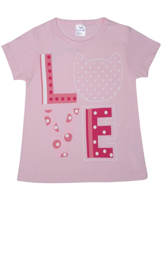 Παιδική Καλοκαιρινή Πιτζάμα για Κορίτσι Love Ροζ-Φουξ Ψιλή Πλέξη Υφάσματος, Βαμβακερή 100% - Pretty Baby