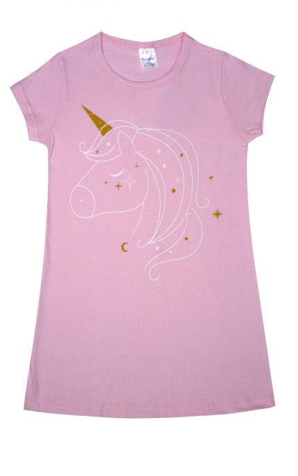 Παιδική Νυχτικιά Unicorn για Κορίτσι Ροζ Ψιλή Πλέξη Υφάσματος, Βαμβακερό 100% - Pretty Baby