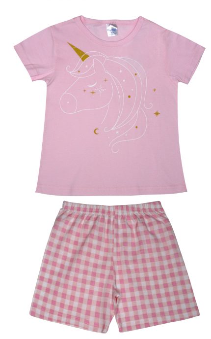 Παιδική Καλοκαιρινή Πιτζάμα για Κορίτσι Unicorn Ροζ Ψιλή Πλέξη Υφάσματος, Βαμβακερή 100% - Pretty Baby