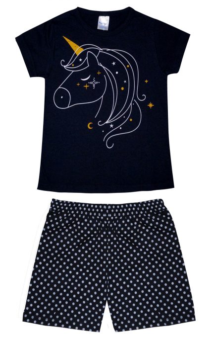 Παιδική Καλοκαιρινή Πιτζάμα για Κορίτσι Unicorn Μαρίν Ψιλή Πλέξη Υφάσματος, Βαμβακερή 100% - Pretty Baby