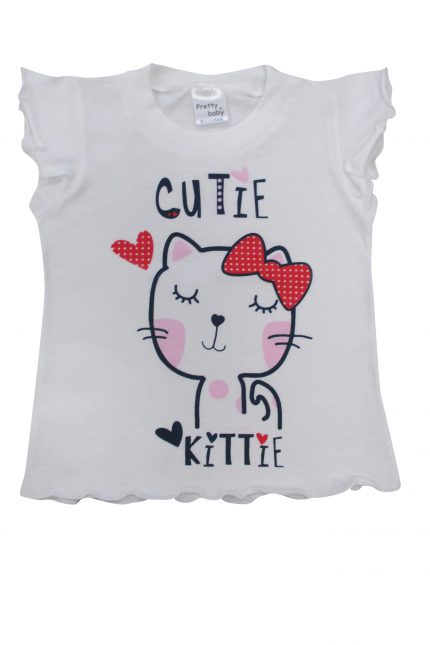 Βρεφική Καλοκαιρινή Πιτζάμα για Κορίτσι Kittie Λευκό Καρό, Ψιλή Πλέξη Υφάσματος, Βαμβακερή 100% - Pretty Baby