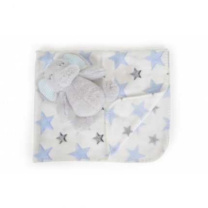 Βρεφική Κουβέρτα Αγκαλιάς Βαμβακερή με Ζωάκι (90x75cm) Baby Blanket with Toy Elephant Blue 3800146269203 - Cangaroo
