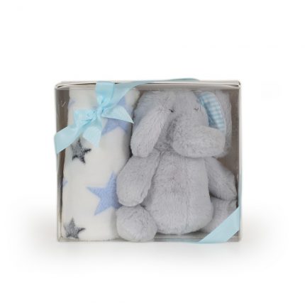 Βρεφική Κουβέρτα Αγκαλιάς Βαμβακερή με Ζωάκι (90x75cm) Baby Blanket with Toy Elephant Blue 3800146269203 - Cangaroo