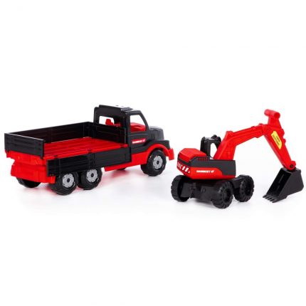 Polesie Παιχνίδι Φορτηγό και Εκσακφέας MAMMOET Torpedo Drop-Side Truck with Excavator 95923 4810344095923 3+