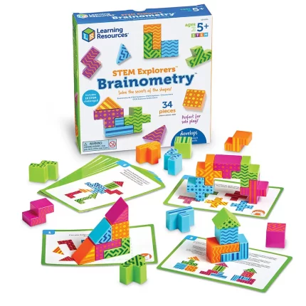 Εκπαιδευτικό Παιχνίδι STEM Τουβλάκια με Διαφορετικά Σχήματα και Μοτίβα Brainometry 34τμχ 390.073 5+ - Learning Resources