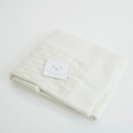 Βρεφικό Κουβερτάκι Πλεκτό Εκρού 100% Cotton (90x90cm) - Maricarmo