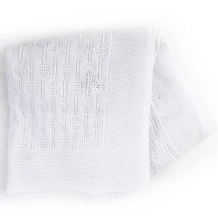 Βρεφικό Κουβερτάκι Πλεκτό Λευκό 100% Cotton (90x90cm) - Maricarmo