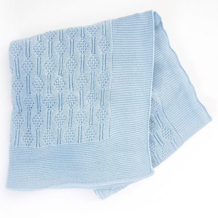 Βρεφικό Κουβερτάκι Πλεκτό Σιέλ 100% Cotton (90x90cm) - Maricarmo
