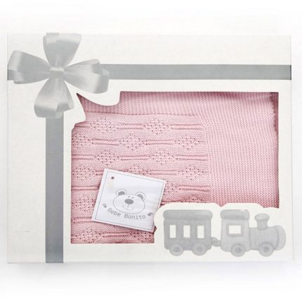 Βρεφικό Κουβερτάκι Πλεκτό Ροζ 100% Cotton (90x90cm) - Maricarmo