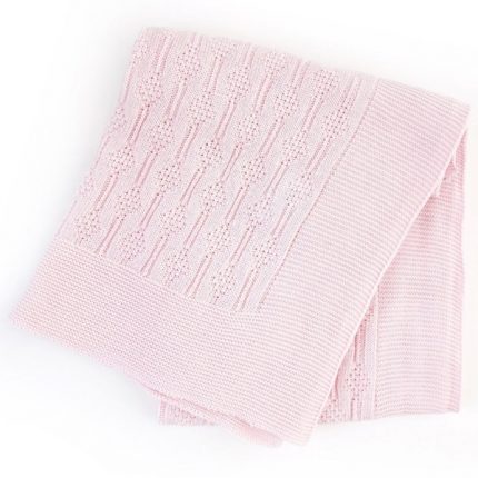 Βρεφικό Κουβερτάκι Πλεκτό Ροζ 100% Cotton (90x90cm) - Maricarmo