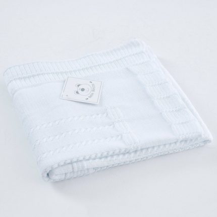 Βρεφικό Κουβερτάκι Πλεκτό Λευκό 100% Cotton (90x90cm) - Maricarmo