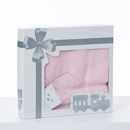 Βρεφικό Κουβερτάκι Πλεκτό Ροζ 100% Cotton (90x90cm) - Maricarmo
