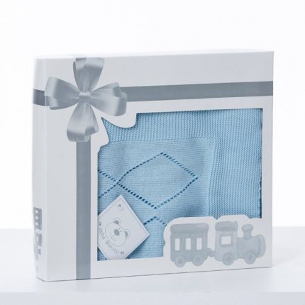 Βρεφικό Κουβερτάκι Πλεκτό Σιέλ 100% Cotton (90x90cm) - Maricarmo