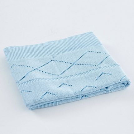 Βρεφικό Κουβερτάκι Πλεκτό Σιέλ 100% Cotton (90x90cm) - Maricarmo