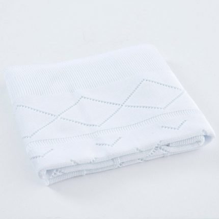 Βρεφικό Κουβερτάκι Πλεκτό Λευκό 100% Cotton (90x90cm) - Maricarmo