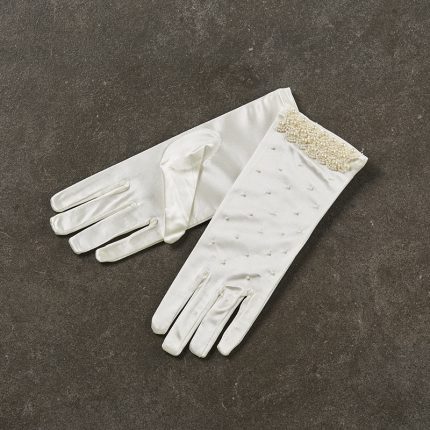 Νυφικά Γάντια με Χάντρες Εκρού ΝΥ001-9″