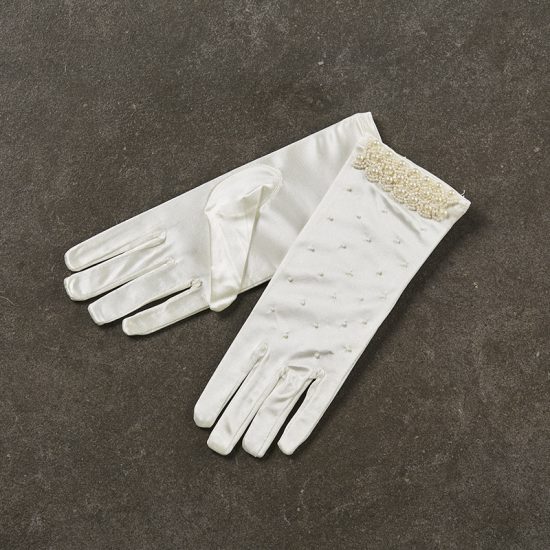 Νυφικά Γάντια με Χάντρες Εκρού ΝΥ001-9″