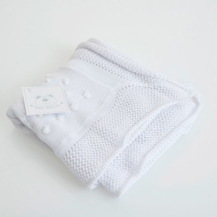 Βρεφικό Κουβερτάκι Πλεκτό Λευκό 100% Cotton (90x90cm) - Maricarmo