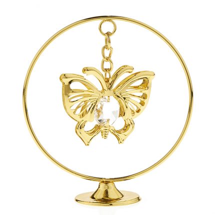 Χρυσός Μεταλλικός Κύκλος με Πεταλούδα 7cm | NU2341