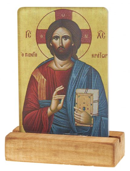 Ξύλινη Βάση & Πλέξι Εικόνα Χριστός 6,5cm Κ544