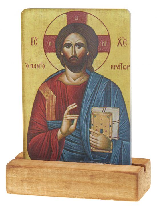 Ξύλινη Βάση & Πλέξι Εικόνα Χριστός 6,5cm Κ544