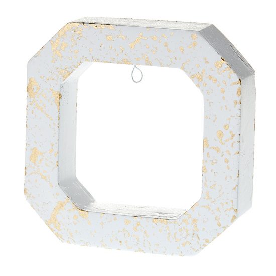 Κεραμική Κορνίζα Τετράγωνη Λευκό-Χρυσό (10x10x2,2cm) Κ437