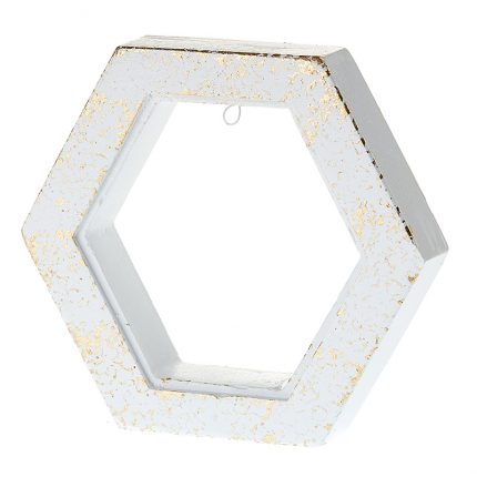 Κεραμική Κορνίζα Εξάγωνη Λευκό-Χρυσό (10x10x2,2cm) Κ438