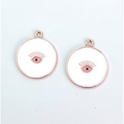 Στρόγγυλο Λευκό-Ροζ Μάτι (50τμχ) 2cm | M136