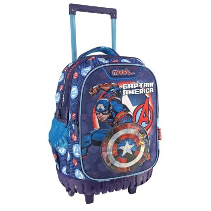 Σχολική Τσάντα Τρόλεϊ Δημοτικού 3 Θήκες Avengers Captain America Must (34x20x44εκ) 5205698587177