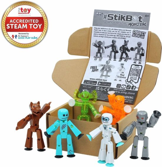 Zing Stikbot Werewolf Pack of 3 – Συλλεκτικές Φιγούρες Δράσης για Δημιουργία Κινούμενων Σχεδίων Stop Motion