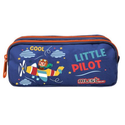 Κασετίνα Βαρελάκι με Φερμουάρ 2 Θήκες Little Pilot (21x6x9εκ) 5205698604683