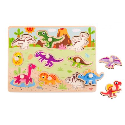 Ξύλινο Παζλ Σφηνώματα Δεινόσαυροι Dinosaur Puzzle TY859 10τμχ 6970090043239 18m+ - Tooky Toy