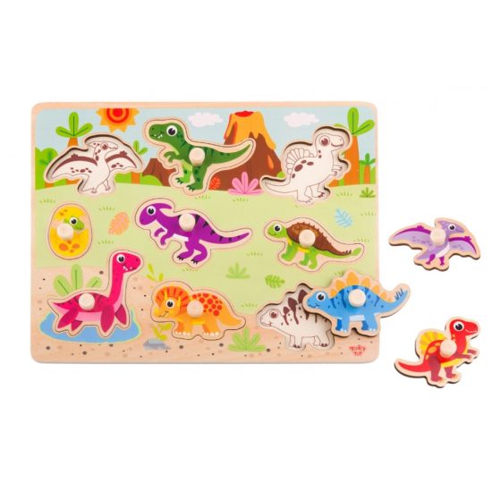 Ξύλινο Παζλ Σφηνώματα Δεινόσαυροι Dinosaur Puzzle TY859 10τμχ 6970090043239 18m+ - Tooky Toy