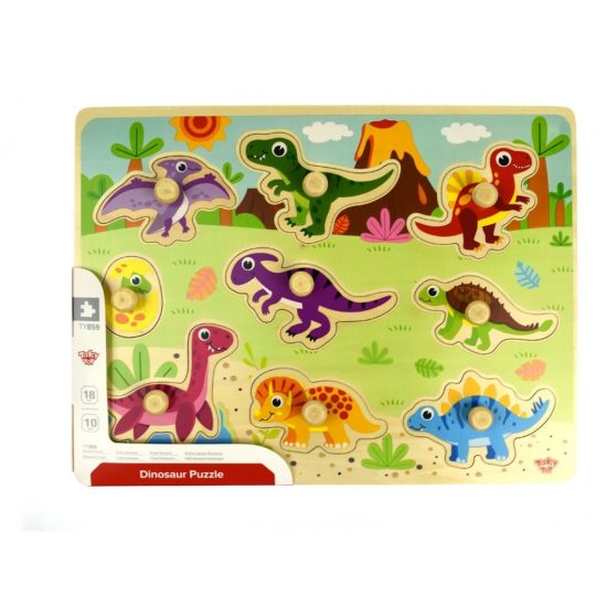 Ξύλινο Παζλ Σφηνώματα Δεινόσαυροι Dinosaur Puzzle TY859 10τμχ 6970090043239 18m+ - Tooky Toy