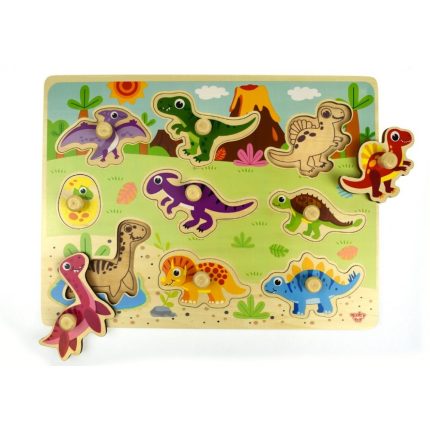 Ξύλινο Παζλ Σφηνώματα Δεινόσαυροι Dinosaur Puzzle TY859 10τμχ 6970090043239 18m+ - Tooky Toy