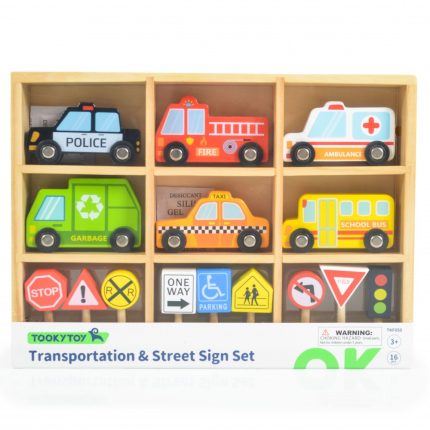 Μέσα Μαζικής Μεταφοράς και Πινακίδες Transportation & Street Sign Set TKF050 16τμχ 6970090048333 3+ - Tooky Toy