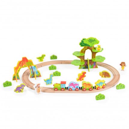 Σετ Ξύλινο Τρένο με Δεινοσαύρους Dinosaur Train Set - Medium TKI054 40τμχ 6970090047114 3+ - Tooky Toy