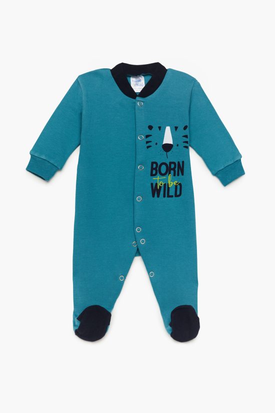 Βρεφικό Χειμερινό Φορμάκι για Αγόρι Wild Πράσινο Μακρύ Μανίκι, Χοντρή Πλέξη Υφάσματος, Βαμβακερό 100% - Pretty Baby