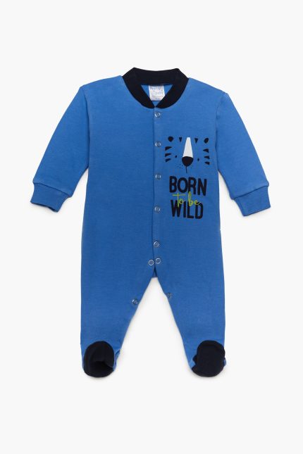 Βρεφικό Χειμερινό Φορμάκι για Αγόρι Wild Σιέλ Μακρύ Μανίκι, Χοντρή Πλέξη Υφάσματος, Βαμβακερό 100% - Pretty Baby