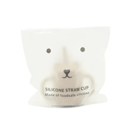 Ποτήρι Σιλικόνης με Καλαμάκι Taupe 175ml - Petit Monkey
