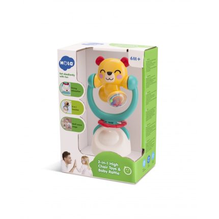 Αρκουδάκι Βεντούζα-Κουδουνίστρα 2σε1 High Chair Toys & Baby Rattle E7975A 3800146224288 6m+ - Hola