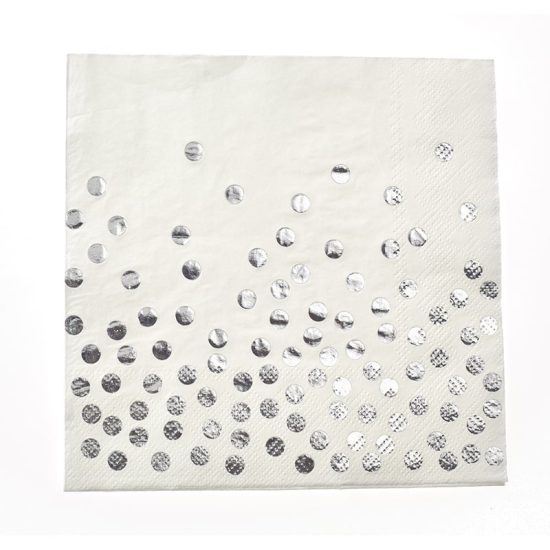 Χαρτοπετσέτα Πουά Ασημένιο 20τμχ (33 × 33 cm) | ΝΚ382