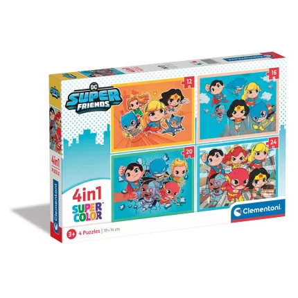 Clementoni Παιδικό Παζλ 4 in 1 Supercolor DC Comics Super Friends 12-16-20-24 τμχ 3+ - As Company