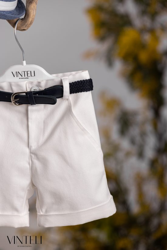 Βαπτιστικό Κοστουμάκι για αγόρι Λευκό-Σιέλ 5214, Vinteli